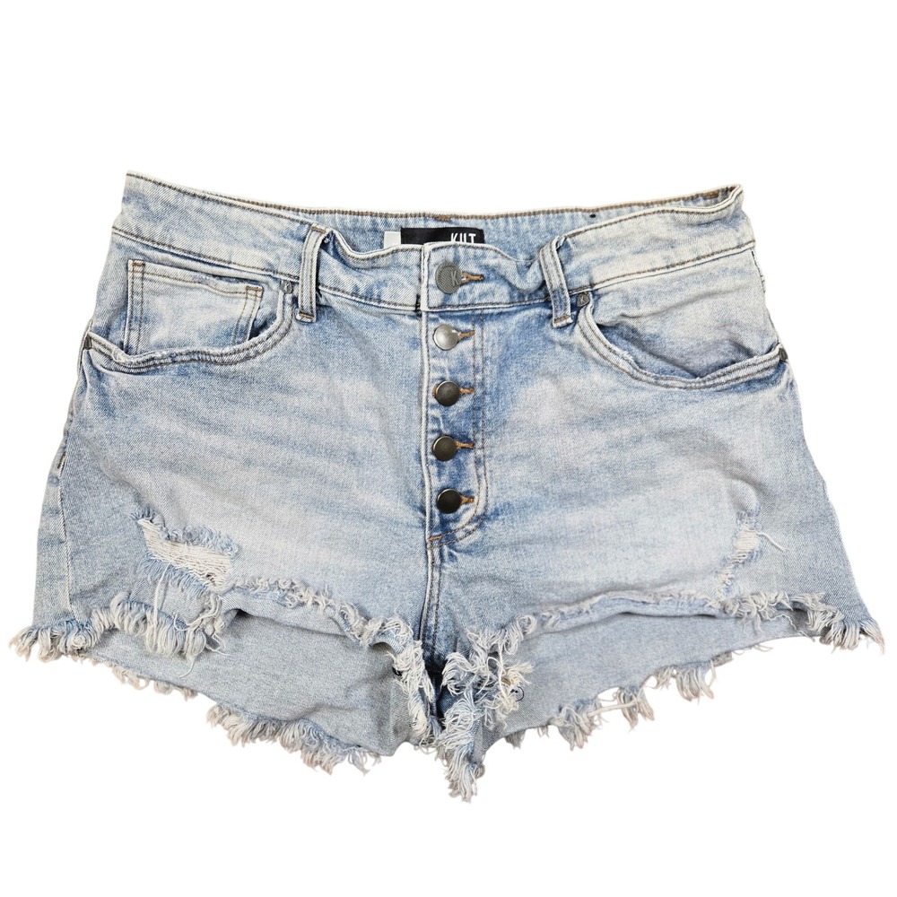 Kut from the Kloth Jane High Rise Distressed Denim Shorts Light Wash Size 10